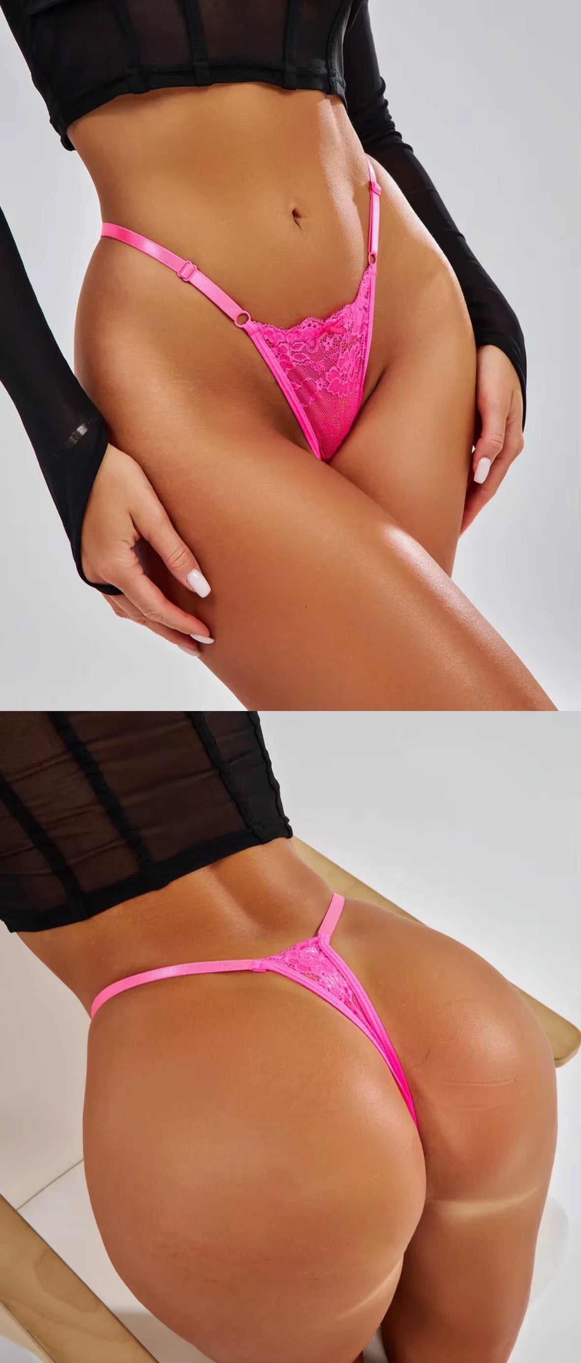 Lina - fekete csipke tanga