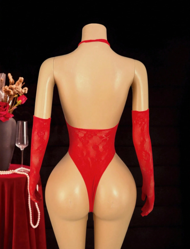 Helia - szexi csipke body kesztyűvel